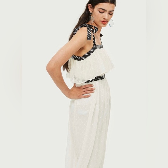 TOPSHOP POLKA-DOT STRAPPY MIDI DRESS - Picture 5 of 6